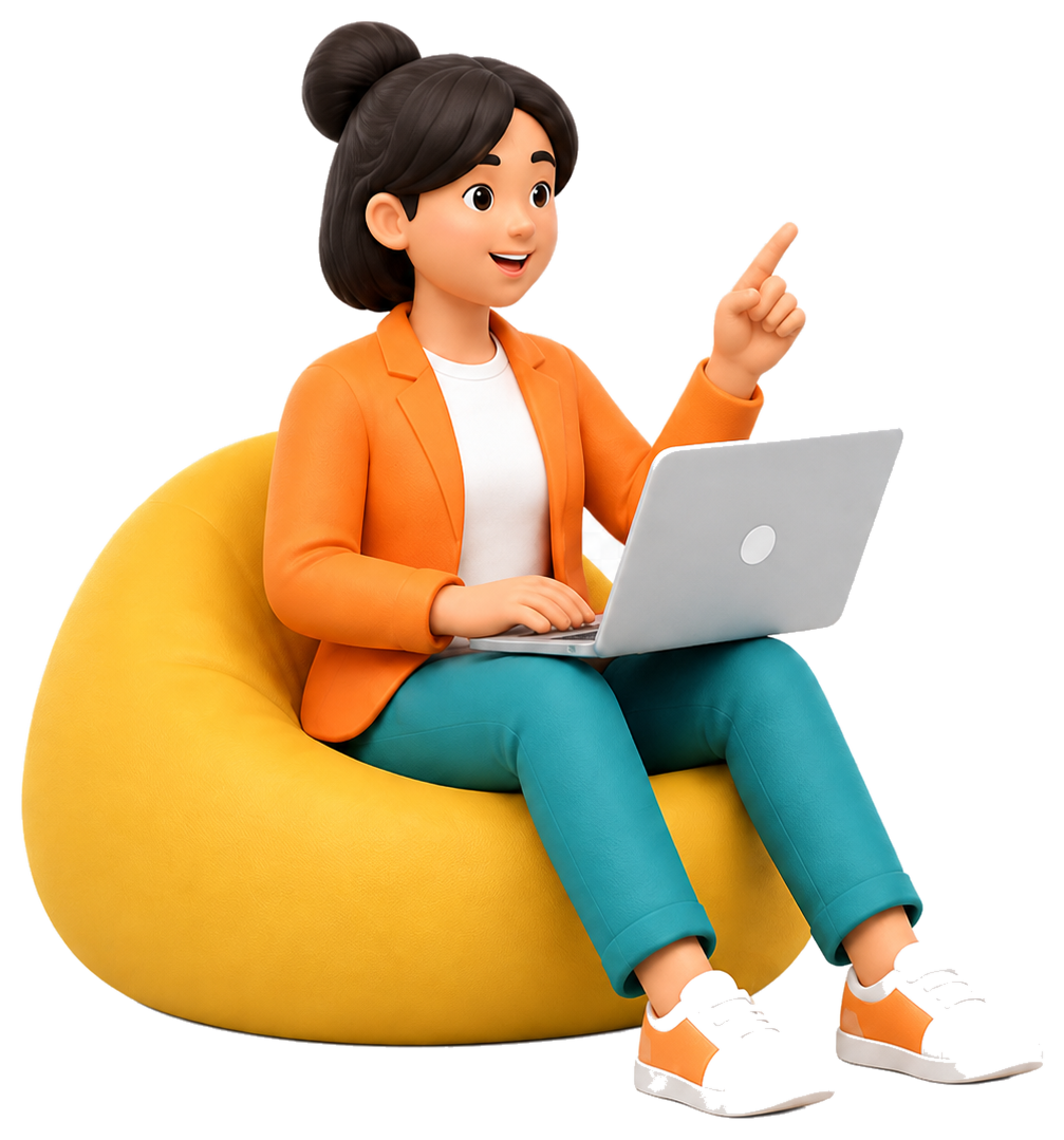 Designer working on a laptop while sharing an idea